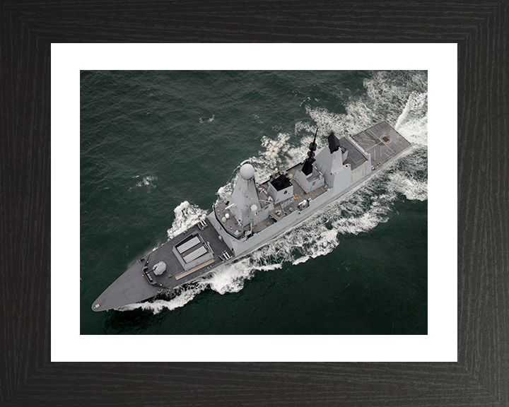 HMS Daring (D32) Photo Print - From Above 2014 - Royal Navy Type 45 Destroyer Posters, Prints, & Visual Artwork Hampshire Prints 10 x 8 Black Frame Yes