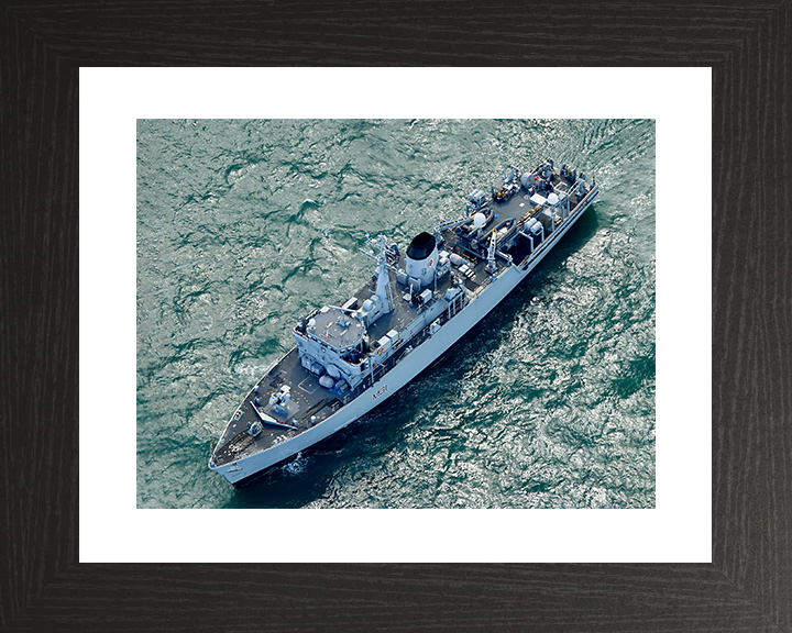 HMS Cattistock (M31) Royal Navy Hunt Class MineHunter From The Air Photo Print Wall Art Decor Posters, Prints, & Visual Artwork Hampshire Prints 10 x 8 Black Frame Yes