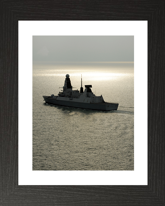 HMS Daring (D32) Royal Navy Type 45 Destroyer At Sunset 2010 Photo Print Wall Art Decor Posters, Prints, & Visual Artwork Hampshire Prints 10 x 8 Black Frame Yes
