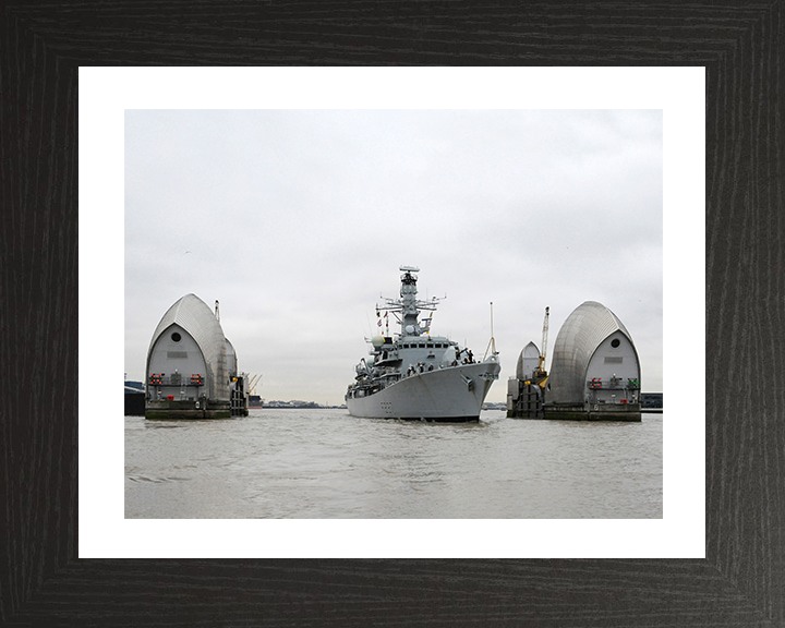 HMS Westminster (F237) Photo Print - Thames Barrier 2011 - Royal Navy Type 23 Frigate Hampshire Prints 10 x 8 Black Frame Yes
