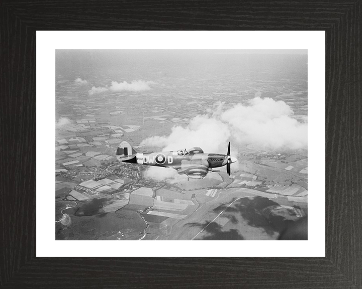 RAF Supermarine Spitfire Mk XIV 1944 Photo Print - Royal Air Force Aircraft Hampshire Prints 10 x 8 Black Frame Yes