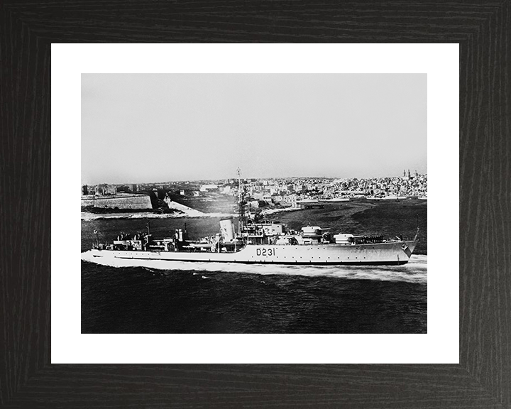 HMS Vigo (D231) Photo Print - Malta 1952 - Royal Navy Battle Class Destroyer Posters, Prints, & Visual Artwork Hampshire Prints 10 x 8 Black Frame Yes