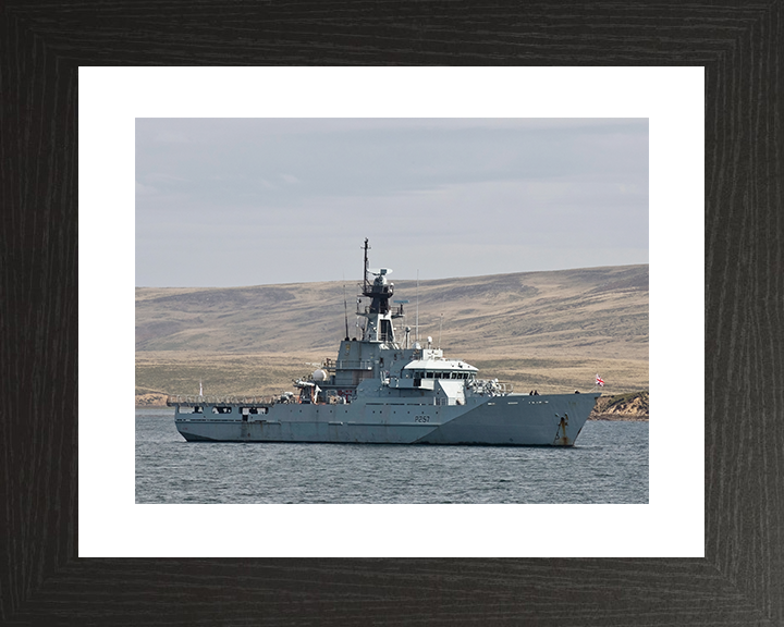 HMS Clyde (P257) Royal Navy River Class Patrol Vessel At Anchor Photo Print Wall Art Decor Posters, Prints, & Visual Artwork Hampshire Prints 10 x 8 Black Frame Yes