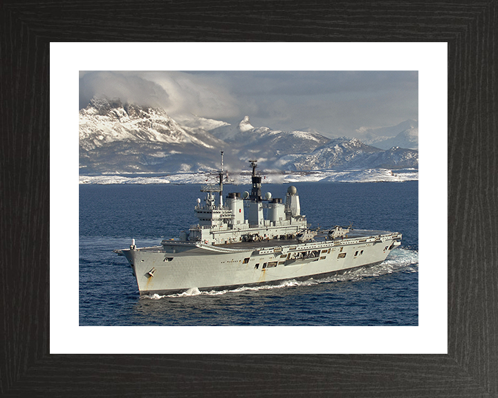 HMS Ark Royal (R07) Photo Print - Norway 2008 - Royal Navy Invincible Class Aircraft Carrier Hampshire Prints 10 x 8 Black Frame Yes