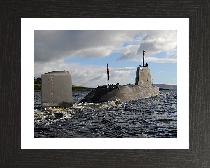 HMS Ambush (S120) Photo Print - Starboard Quarter View 2012 - Royal Navy Astute Class Submarine Hampshire Prints 10 x 8 Black Frame Yes