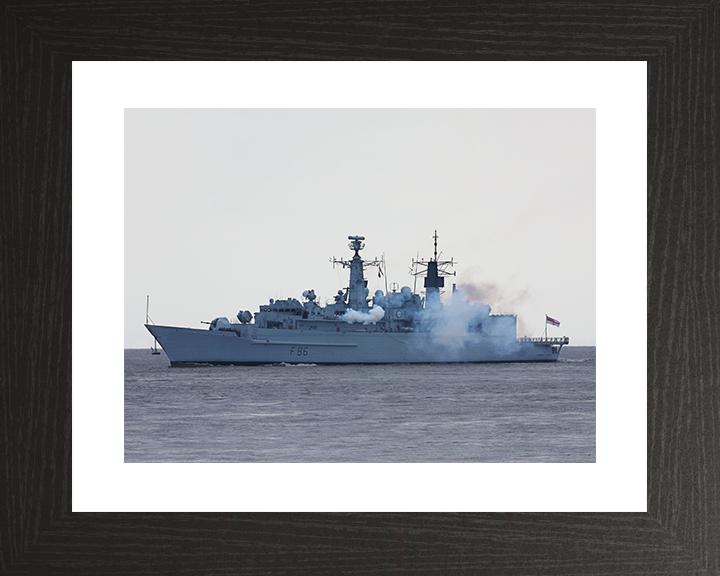 HMS Campbeltown (F86) Royal Navy Type 22 Frigate Firing a Gun Salute Photo Print Wall Art Decor Posters, Prints, & Visual Artwork Hampshire Prints 10 x 8 Black Frame Yes