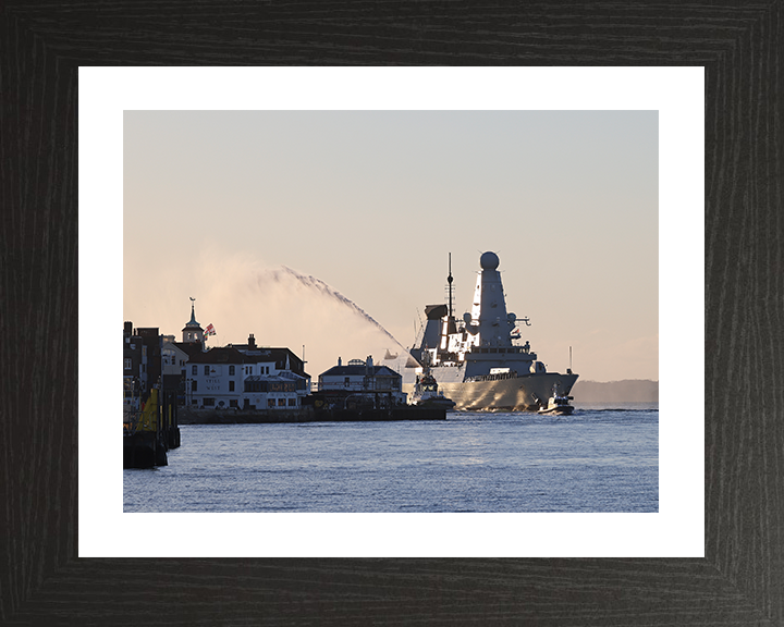 HMS Dauntless (D33) Photo Print - Homecoming 2025 - Royal Navy Type 45 Destroyer Posters, Prints, & Visual Artwork Hampshire Prints 10 x 8 Black Frame Yes