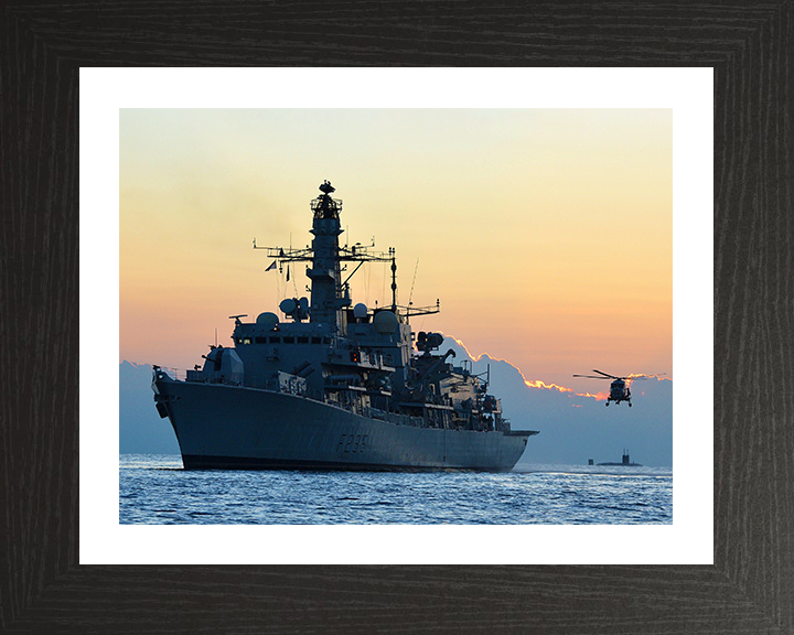 HMS Monmouth (F235) Photo Print - Sunset 2012 - Royal Navy Type 23 Frigate Hampshire Prints 10 x 8 Black Frame Yes
