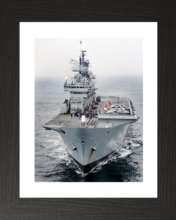 HMS Ark Royal (R07) Royal Navy Invincible Class Aircraft Carrier Ski Jump View Photo Print Wall Art Decor Posters, Prints, & Visual Artwork Hampshire Prints 10 x 8 Black Frame Yes