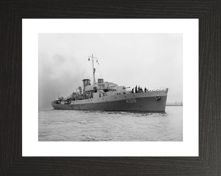 HMS Asphodel (K56) Royal Navy Flower Class Corvette Starboard Bow View Photo Print Wall Art Decor Posters, Prints, & Visual Artwork Hampshire Prints 10 x 8 Black Frame Yes