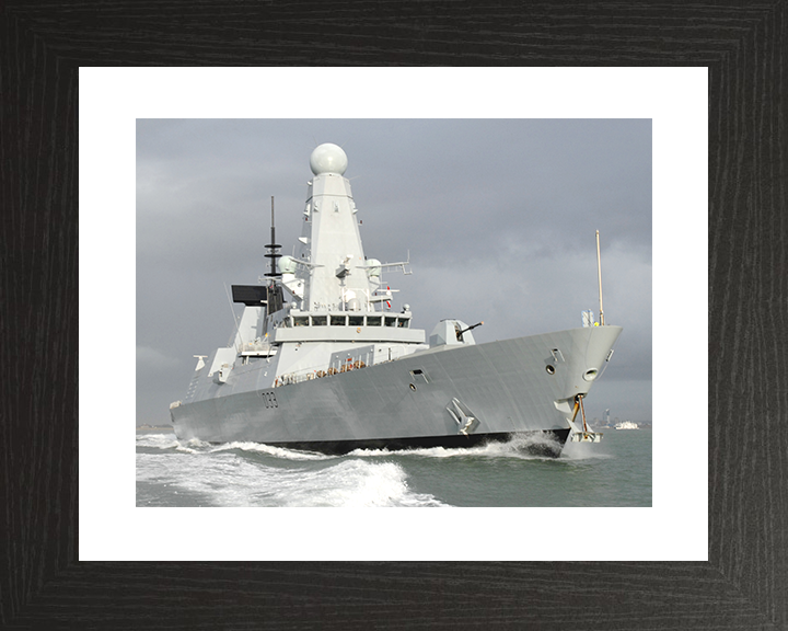 HMS Dauntless (D33) Royal Navy Type 45 Destroyer At Sea low Starboard View Photo Print Wall Art Decor Posters, Prints, & Visual Artwork Hampshire Prints 10 x 8 Black Frame Yes
