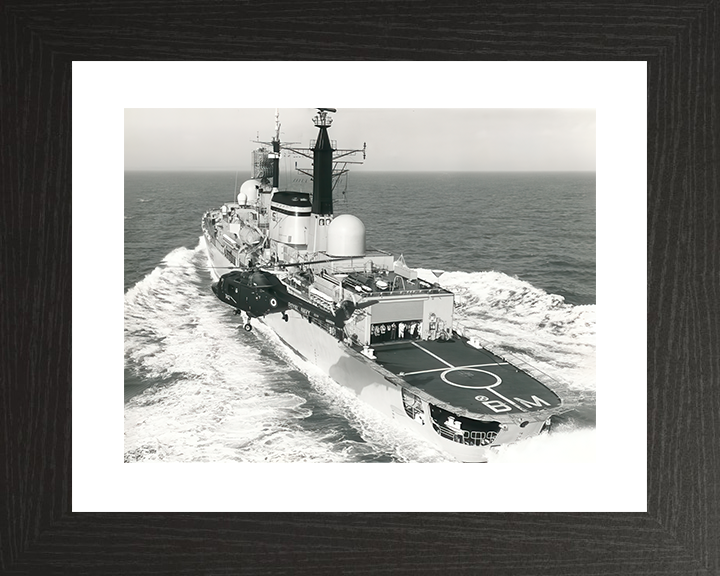HMS Birmingham (D86) Royal Navy Type 42 Destroyer With Helicopter Photo Print Wall Art Decor Posters, Prints, & Visual Artwork Hampshire Prints 10 x 8 Black Frame Yes