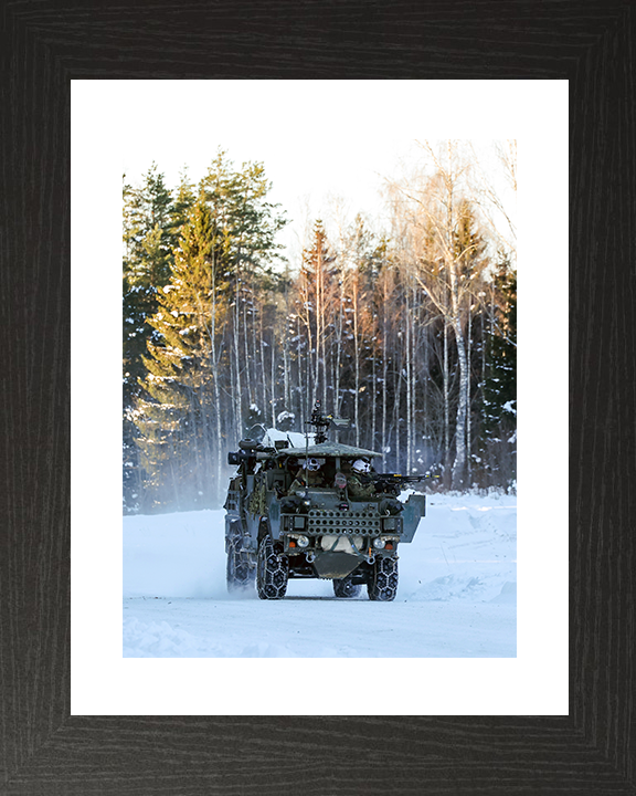 British Army Soldier operating a Jackal 2 Vehicle in the Snow Photo Print Wall Art Military Decor Posters, Prints, & Visual Artwork Hampshire Prints 10 x 8 Black Frame Yes