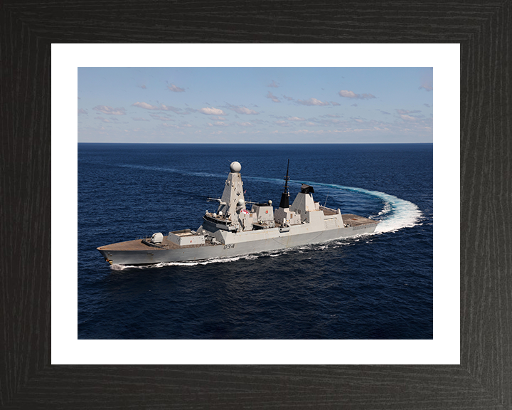 HMS Diamond (D34) Photo Print - Hard Turn - Royal Navy Type 45 Destroyer Hampshire Prints 10 x 8 Black Frame Yes