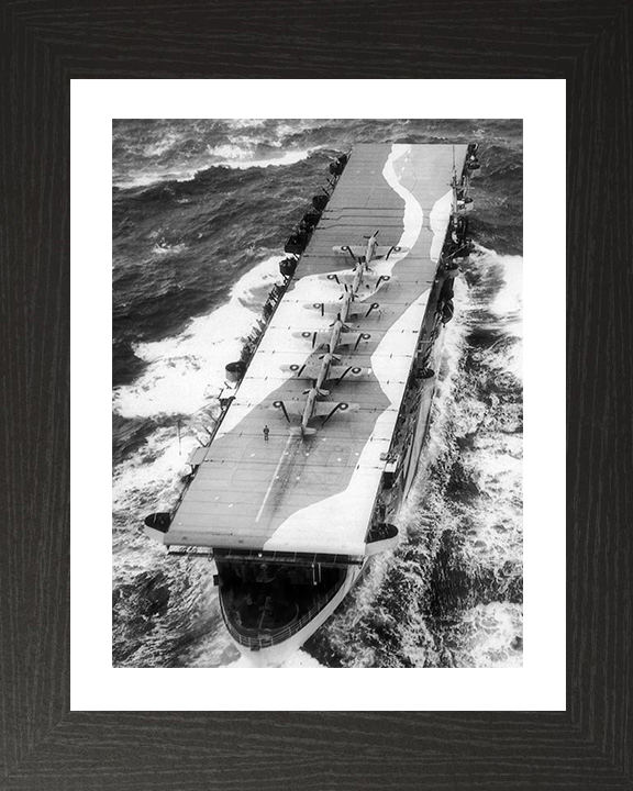 HMS Avenger (D14) Photo Print - At Sea 1942 - Royal Navy Aircraft Carrier Hampshire Prints 10 x 8 Black Frame Yes