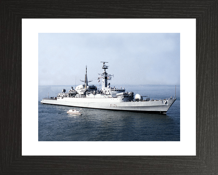 HMS Active (F171) Royal Navy Type 21 Frigate Photo Print Entering Harbour Warship Wall Art Posters, Prints, & Visual Artwork Hampshire Prints 10 x 8 Black Frame Yes