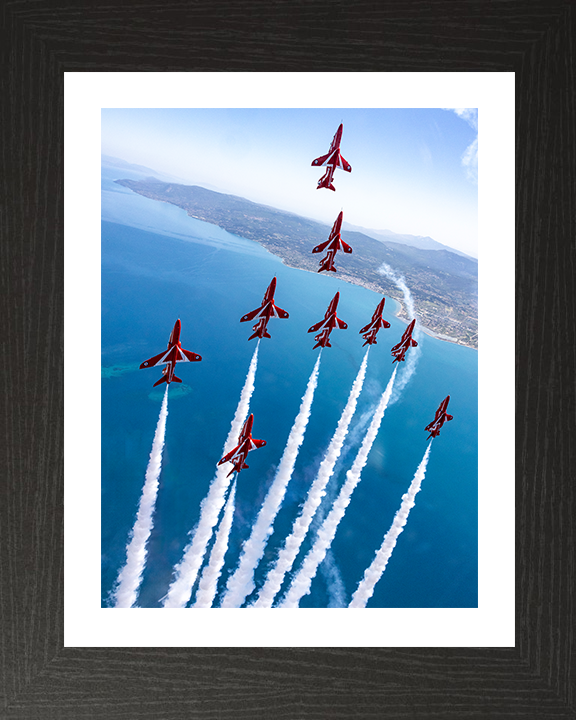 RAF Red Arrows Vertical Climb Photo Print - Royal Air Force Aircraft Hampshire Prints 10 x 8 Black Frame Yes