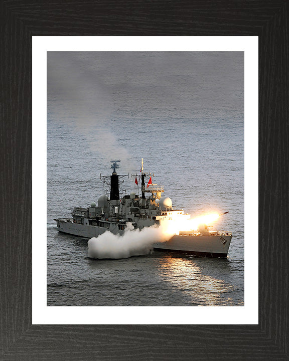 HMS Liverpool (D92) Photo Print - Firing Sea Dart Missile - Royal Navy Type 42 Destroyer Hampshire Prints 10 x 8 Black Frame Yes