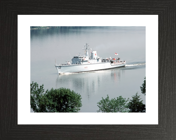HMS Brecon (M29) Royal Navy Hunt Class Mine Warfare Vessel Entering Harbour Photo Print Wall Art Decor Posters, Prints, & Visual Artwork Hampshire Prints 10 x 8 Black Frame Yes