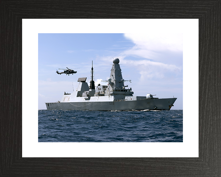 HMS Dauntless (D33) Royal Navy Type 45 Destroyer With Lynx Helicopter Photo Print Wall Art Decor Posters, Prints, & Visual Artwork Hampshire Prints 10 x 8 Black Frame Yes