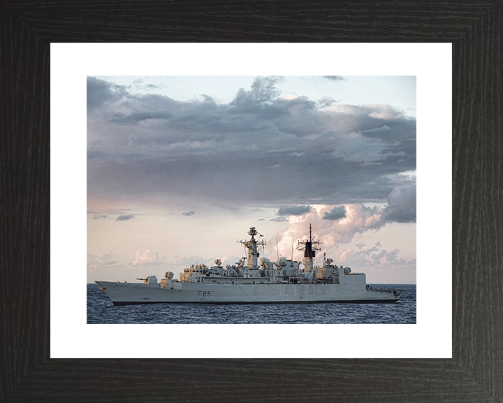 HMS Cumberland (F85) Royal Navy Type 22 Frigate At sunset Photo Print Wall Art Decor Posters, Prints, & Visual Artwork Hampshire Prints 10 x 8 Black Frame Yes