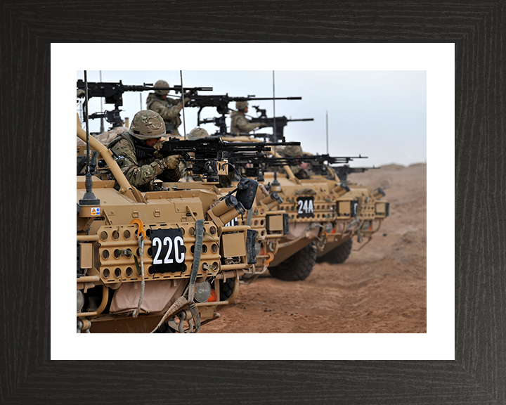 RAF Regiment Soldier firing from a Jackal patrol vehicle Photo Print - Royal Air Force Hampshire Prints 10 x 8 Black Frame Yes