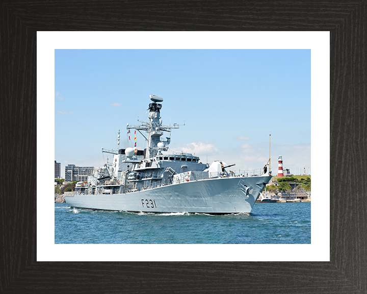 HMS Argyll (F231) Photo Print - Departs Plymouth 2014 - Royal Navy Type 23 Frigate Posters, Prints, & Visual Artwork Hampshire Prints 10 x 8 Black Frame Yes