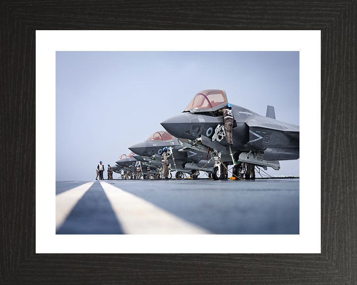 F-35 Lightening Jets preparing for Taking Off 2025 Photo Print - Royal Navy Aircraft Hampshire Prints 10 x 8 Black Frame Yes