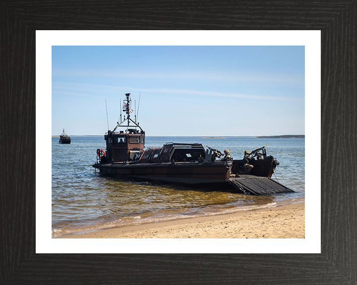 Royal Marine Commandos with Landing Craft Photo Print - 45 Commando Hampshire Prints 10 x 8 Black Frame Yes