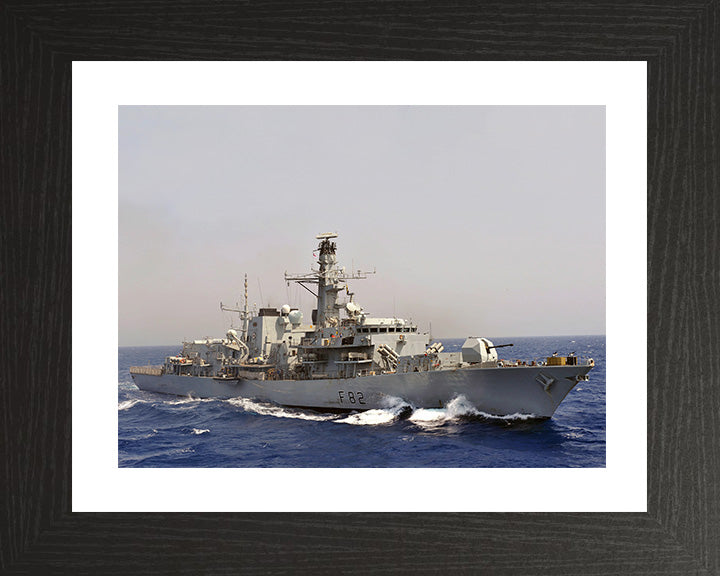 HMS Somerset (F82) Photo Print - Starboard View - Royal Navy Type 23 Frigate Hampshire Prints 10 x 8 Black Frame Yes