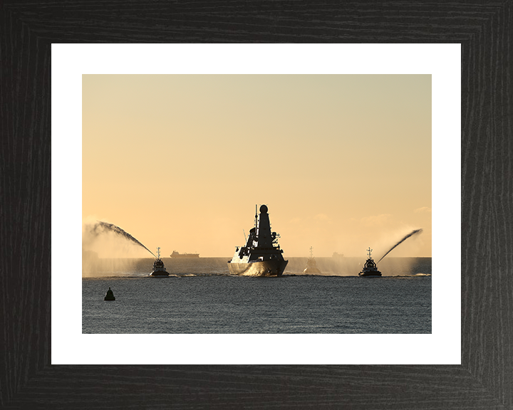 HMS Dauntless (D33) Photo Print - With Tugs 2025 - Royal Navy Type 45 Destroyer Posters, Prints, & Visual Artwork Hampshire Prints 10 x 8 Black Frame Yes