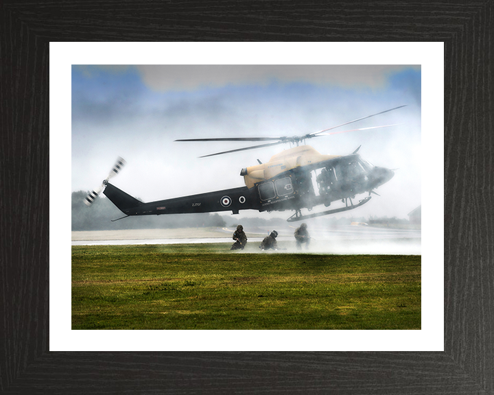 RAF Twin Engined Griffin Helicopter Photo Print - Royal Air Force Aircraft Hampshire Prints 10 x 8 Black Frame Yes