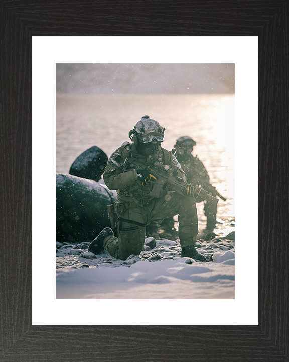 Royal Marines Kneeling During beach assault Photo Print 30 Commando Wall Art Military Decor Posters, Prints, & Visual Artwork Hampshire Prints 10 x 8 Black Frame Yes
