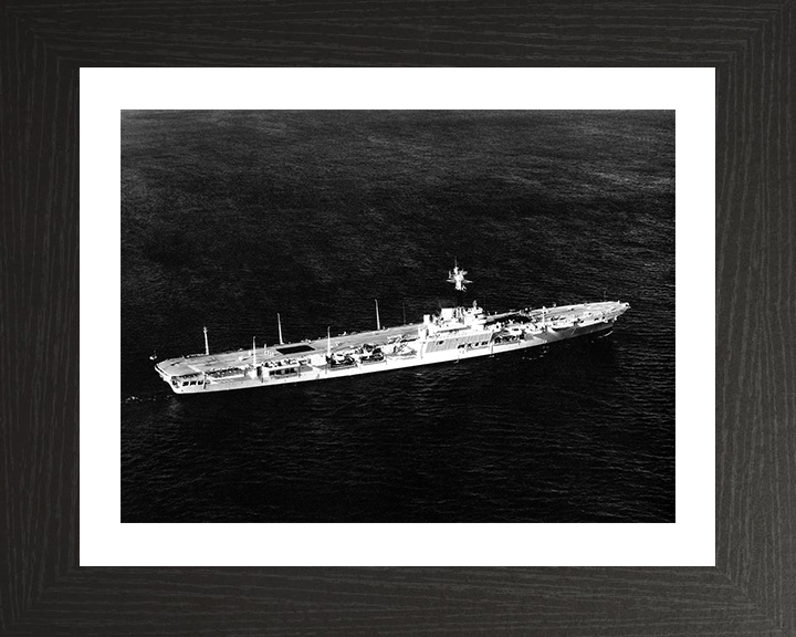 HMS Warrior (R31) Photo Print - At Sea 1957 - Royal Navy Colossus Class Aircraft Carrier Hampshire Prints 10 x 8 Black Frame Yes