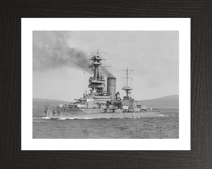 HMS Canada Photo Print - Port Side View - Royal Navy Super Dreadnought Battleship Hampshire Prints 10 x 8 Black Frame Yes