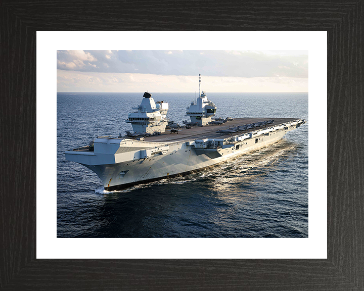 HMS Prince of Wales (R09) Photo Print - At Sea July 2025 - Royal Navy Queen Elizabeth Class Aircraft Carrier Hampshire Prints 10 x 8 Black Frame Yes