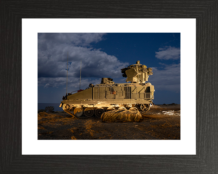 British Army Stormer combat vehicle Floodlit Photo Print Wall Art Military Poster Decor Posters, Prints, & Visual Artwork Hampshire Prints 10 x 8 Black Frame Yes