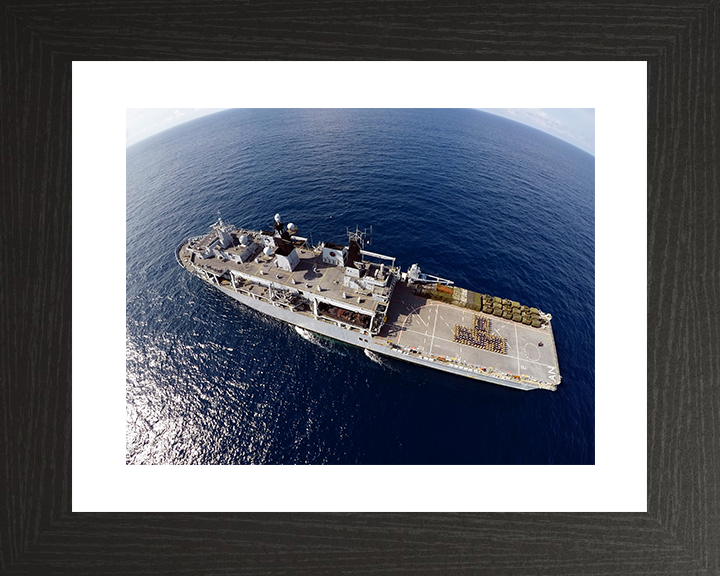 HMS Albion (L14) Royal Navy Albion Class Amphibious Ship From Above Photo Print Wall Art Naval Decor Posters, Prints, & Visual Artwork Hampshire Prints 10 x 8 Black Frame Yes