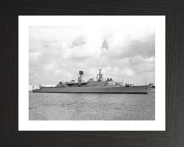HMS Norfolk (D21) Photo Print - Starboard Beam View - Royal Navy County Class Destroyer Hampshire Prints 10 x 8 Black Frame Yes