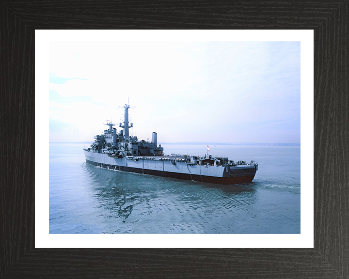 HMS Intrepid (L11) Photo Print - Port Quarter View - Royal Navy Fearless Class Amphibious Ship Hampshire Prints 10 x 8 Black Frame Yes