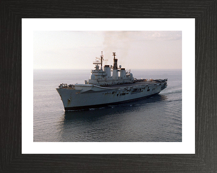 HMS Illustrious (R06) Photo Print - At Sea 1998 - Royal Navy Invincible Class Aircraft Carrier Hampshire Prints 10 x 8 Black Frame Yes