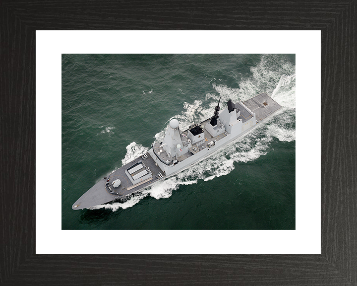 HMS Daring (D32) Royal Navy Type 45 Destroyer From Above 2014 Photo Print Wall Art Decor Posters, Prints, & Visual Artwork Hampshire Prints 10 x 8 Black Frame Yes
