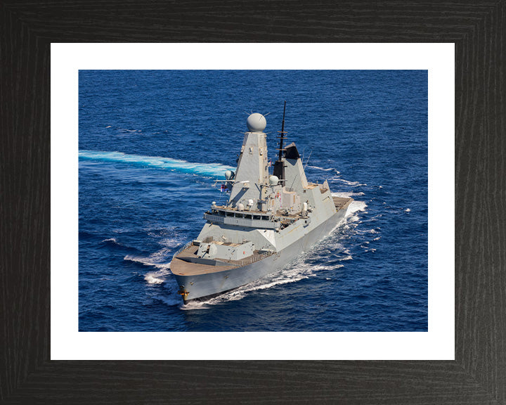 HMS Diamond (D34) Photo Print - Turning to Starboard - Royal Navy Type 45 Destroyer Hampshire Prints 10 x 8 Black Frame Yes