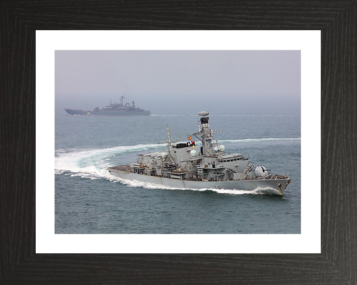 HMS Sutherland (F81) Photo Print - With Russian Warship 2016 - Royal Navy Type 23 Frigate Hampshire Prints 10 x 8 Black Frame Yes