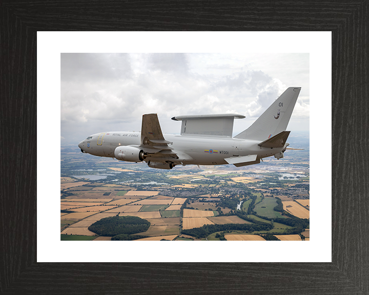 RAF E-7 Wedgetail AEW Mk1 Flypast Photo Print - Royal Air Force Aircraft Hampshire Prints 10 x 8 Black Frame Yes
