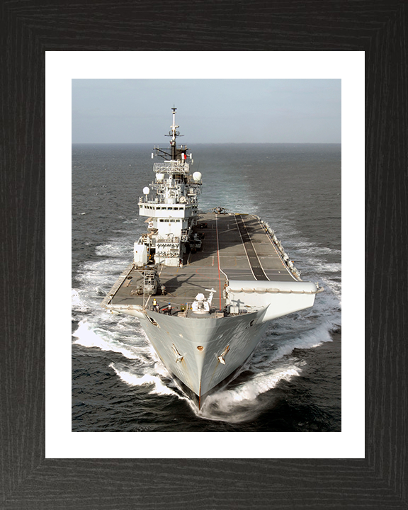 HMS Illustrious (R06) Photo Print - Joint Warrior 2008 - Royal Navy Invincible Class Aircraft Carrier Hampshire Prints 10 x 8 Black Frame Yes