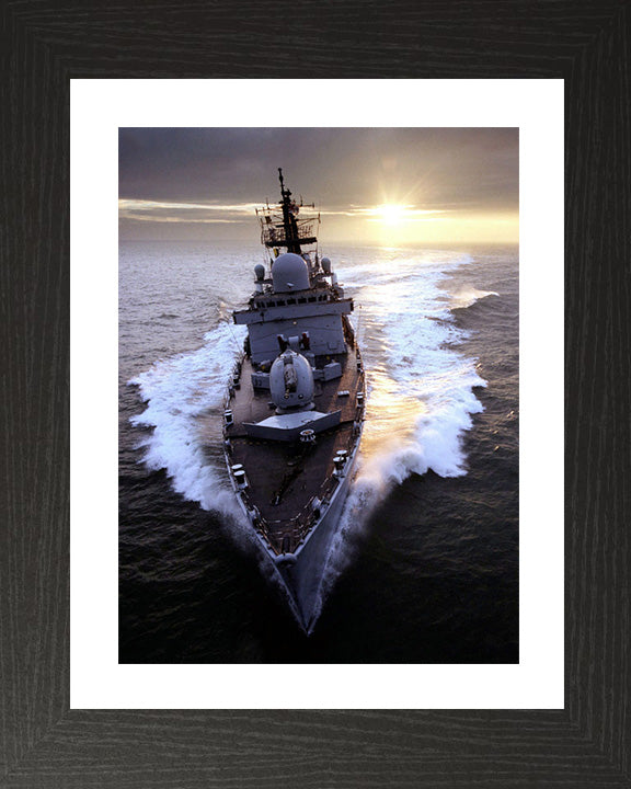 HMS Southampton (D90) Photo Print - High Bow View at Sunset - Royal Navy Type 42 Destroyer Hampshire Prints 10 x 8 Black Frame Yes
