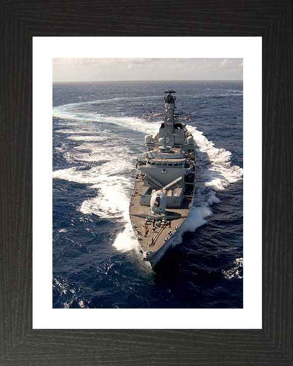 HMS Richmond (F239) Photo Print - Bow View 2004 - Royal Navy Type 23 Frigate Hampshire Prints 10 x 8 Black Frame Yes