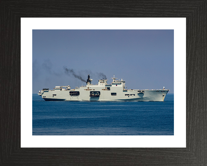 HMS Ocean (L12) Photo Print - Starboard View 2016 - Royal Navy Landing Platform Helicopter Hampshire Prints 10 x 8 Black Frame Yes