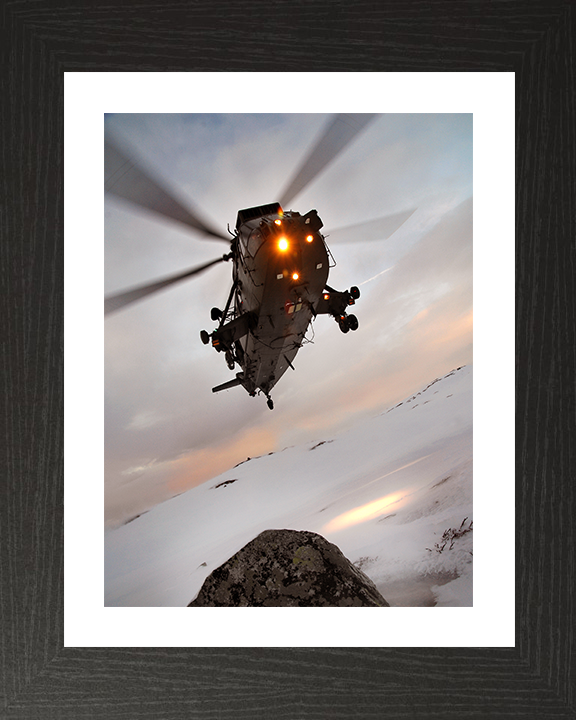 Sea King HC Mark 4 Helicopter Landing 2009 Photo Print - Royal Navy Aircraft Posters, Prints, & Visual Artwork Hampshire Prints 10 x 8 Black Frame Yes
